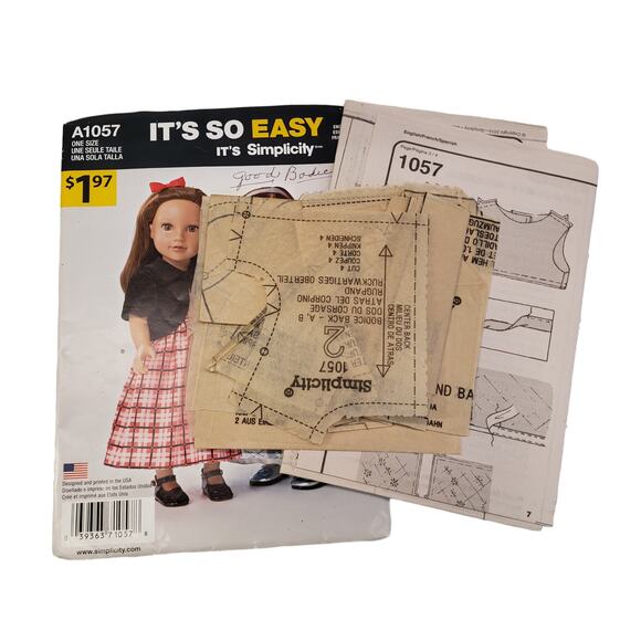 Simplicity A1057 American Girl 18" Doll Party Dress Sewing Pattern CUT Vintage - Picture 5 of 6